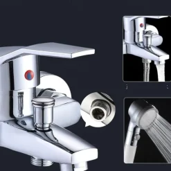 Shower Mixer Bar Valve Wall Mounted Chrome with Handheld Spray, Bottom G1/2 Shower Mixer Tap Round Mixer Bar Wall Mount