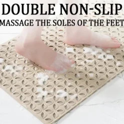 Shower Non Slip Mat, Square Bathtub Mat with Suction Cups & Drain Holes, Rubber Shower Stall Mat, Suspensible Safety Bath Shower Mats