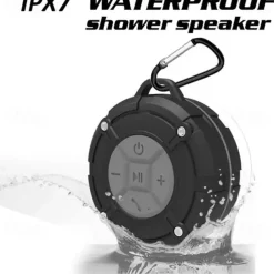 Shower Speaker, IPX7 Waterproof Bluetooth Speaker, Loud HD Sound, Portable Wireless Speaker with Suction Cup & Sturdy Hook, Built-in Mic, for Shower, Pool, Beach, Outdoor