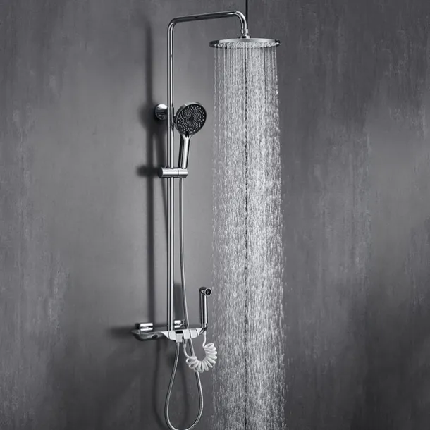 Shower System / Thermostatic Mixer valve Set - Handshower Included Multi Spray Shower Contemporary Electroplated Mount Outside Ceramic Valve Bath Shower Mixer Taps