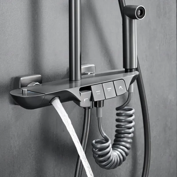 Shower System / Thermostatic Mixer valve Set - Handshower Included Multi Spray Shower Contemporary Electroplated Mount Outside Ceramic Valve Bath Shower Mixer Taps