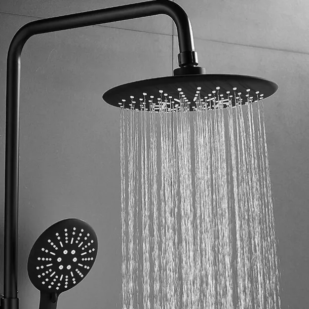 Shower System Faucet Combo Set with 8" Rain Showerhead, Multi-Function Hand Shower, Adjustable Slide Bar and Soap Dish Wall Mounted Ceramic Valve Bath Shower Mixer Taps