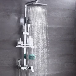 Shower System Faucet Set Wall Mounted, 9 inch Rainfall Shower Head Handshower Handheld Sprayer with Holder Electroplated / Painted Finishes Mount Inside Ceramic Valve Bath Shower