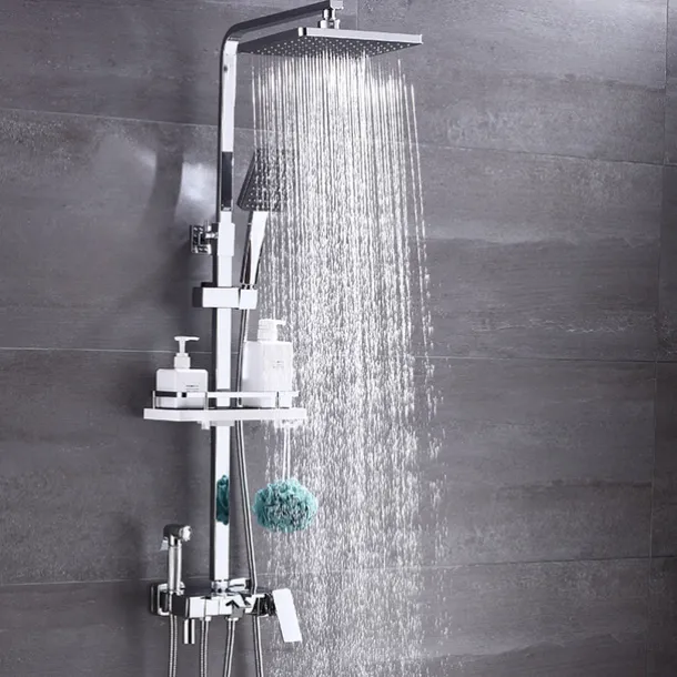 Shower System Faucet Set Wall Mounted, 9 inch Rainfall Shower Head Handshower Handheld Sprayer with Holder Electroplated / Painted Finishes Mount Inside Ceramic Valve Bath Shower