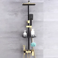 Shower System Faucet Set Wall Mounted, 9 inch Rainfall Shower Head Handshower Handheld Sprayer with Holder Electroplated / Painted Finishes Mount Inside Ceramic Valve Bath Shower