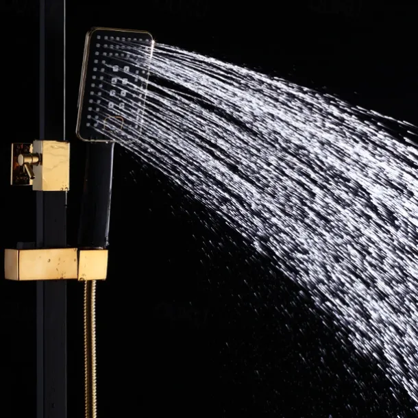 Shower System Faucet Set Wall Mounted, 9 inch Rainfall Shower Head Handshower Handheld Sprayer with Holder Electroplated / Painted Finishes Mount Inside Ceramic Valve Bath Shower