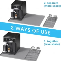 Silicone Coffee Mats Set with Raised Edges - Coffee Bar Mat for Countertop, Coffee Accessories Fit Under Coffee Maker Espresso Machine, Dish Drying Mat, Heat Resistant Kitchen Gadget