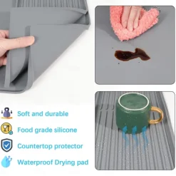 Silicone Coffee Mats Set with Raised Edges - Coffee Bar Mat for Countertop, Coffee Accessories Fit Under Coffee Maker Espresso Machine, Dish Drying Mat, Heat Resistant Kitchen Gadget