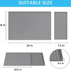 Silicone Coffee Mats Set with Raised Edges - Coffee Bar Mat for Countertop, Coffee Accessories Fit Under Coffee Maker Espresso Machine, Dish Drying Mat, Heat Resistant Kitchen Gadget