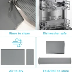 Silicone Coffee Mats Set with Raised Edges - Coffee Bar Mat for Countertop, Coffee Accessories Fit Under Coffee Maker Espresso Machine, Dish Drying Mat, Heat Resistant Kitchen Gadget