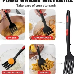 Silicone Flexible Forks Multifunctional Silicone Cooking Fork Heat-Resistant Cooking Tools Silicone Flexible Fork Noodle Fork