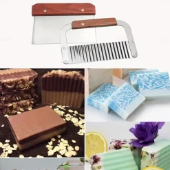 Silicone Soap Molds for Soap Making Kit Soap Making Supplies with Soap Cutters, Wooden Box, Wavy and Straight Scraper