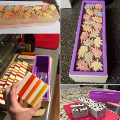 Silicone Soap Molds for Soap Making Kit Soap Making Supplies with Soap Cutters, Wooden Box, Wavy and Straight Scraper