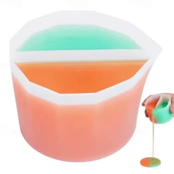 Silicone Split Cups 4 Pcs Thickened And Durable Resin Mixing Cups Fluid Art Acrylic Paint Pouring Drawing Resin Pouring DIY Make Resin Art Drawings With 2-5 Channels Divider Paint Pouring Supplies