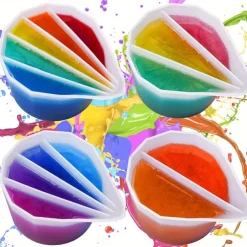 Silicone Split Cups 4 Pcs Thickened And Durable Resin Mixing Cups Fluid Art Acrylic Paint Pouring Drawing Resin Pouring DIY Make Resin Art Drawings With 2-5 Channels Divider Paint Pouring Supplies