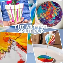 Silicone Split Cups 4 Pcs Thickened And Durable Resin Mixing Cups Fluid Art Acrylic Paint Pouring Drawing Resin Pouring DIY Make Resin Art Drawings With 2-5 Channels Divider Paint Pouring Supplies