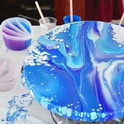 Silicone Split Cups 4 Pcs Thickened And Durable Resin Mixing Cups Fluid Art Acrylic Paint Pouring Drawing Resin Pouring DIY Make Resin Art Drawings With 2-5 Channels Divider Paint Pouring Supplies