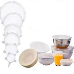 Silicone Stretch Lids 2 Color 24 Packs Zero Waste Reusable Silicon Container Lid for Cover Leftover Food and Fruit or Seal Bowl 6 12 Packs