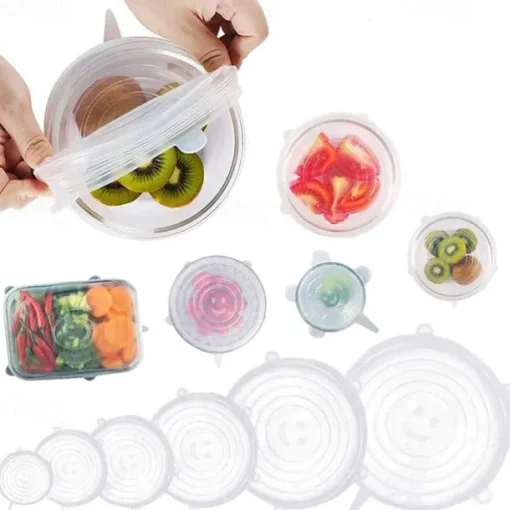 Silicone Stretch Lids 2 Color 24 Packs Zero Waste Reusable Silicon Container Lid for Cover Leftover Food and Fruit or Seal Bowl 6 12 Packs