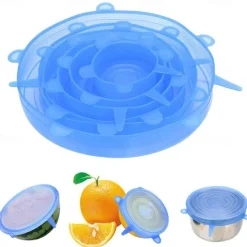 Silicone Stretch Lids 2 Color 24 Packs Zero Waste Reusable Silicon Container Lid for Cover Leftover Food and Fruit or Seal Bowl 6 12 Packs