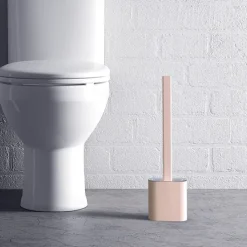 Silicone Toilet Brush and Holder Set,Revolutionary Flex Toilet Brush, Deep Cleaner Bathroom Toilet Brush and Quick Drying Holder Set, No-Slip Long Plastic Handle