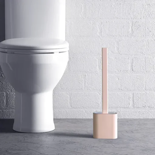 Silicone Toilet Brush and Holder Set,Revolutionary Flex Toilet Brush, Deep Cleaner Bathroom Toilet Brush and Quick Drying Holder Set, No-Slip Long Plastic Handle