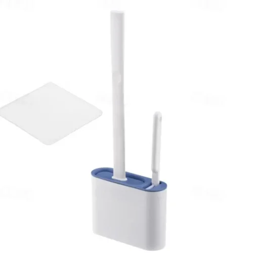 Silicone Toilet Brush And Holder with Sticky Hook, Wall Hanging Toilet Brush, Silicone Soft Bristles Brush, Toilet Floor Cleaning Tool