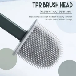 Silicone Toilet Brush and Holder Set,Revolutionary Flex Toilet Brush, Deep Cleaner Bathroom Toilet Brush and Quick Drying Holder Set, No-Slip Long Plastic Handle