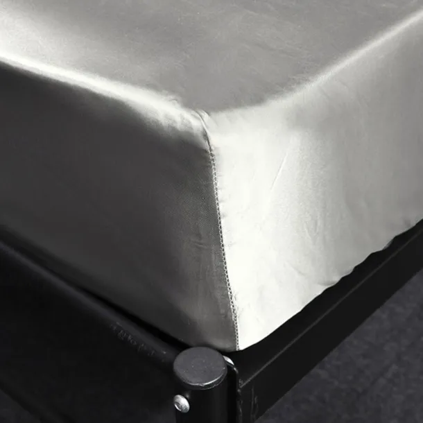 Silk Satin Fitted Sheet Bedding Fitted Sheet King/Queen/Double/Twin Size Deep Pocket Hotel Home Bedroom Wrinkle Fade Stain Resistant Soft