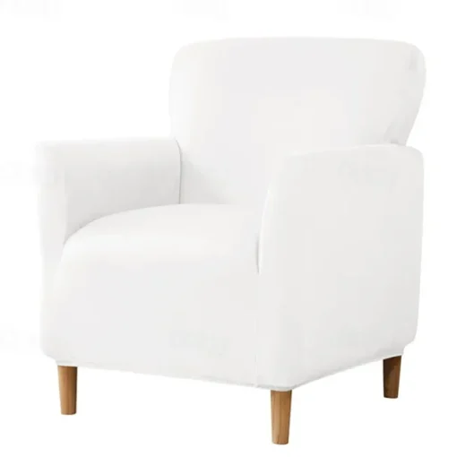 Silver Fox Velvet Traditional Single Sofa Cover - Full Coverage Stretch Slipcover for Small Armchairs and Internet Café Sofa Chairs
