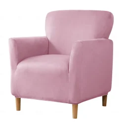 Silver Fox Velvet Traditional Single Sofa Cover - Full Coverage Stretch Slipcover for Small Armchairs and Internet Café Sofa Chairs