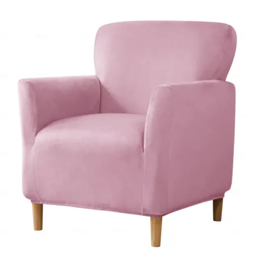 Silver Fox Velvet Traditional Single Sofa Cover - Full Coverage Stretch Slipcover for Small Armchairs and Internet Café Sofa Chairs