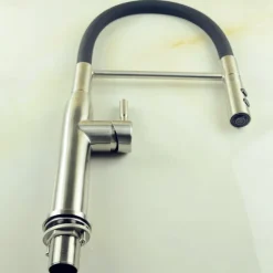 Single Handle Kitchen Faucet,One Hole Nickel Brushed Pull-out/Pull-down Rotatable Vessel Stainless Steel Contemporary Kitchen Taps with Cold and Hot Water