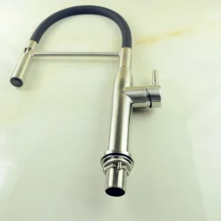 Single Handle Kitchen Faucet,One Hole Nickel Brushed Pull-out/Pull-down Rotatable Vessel Stainless Steel Contemporary Kitchen Taps with Cold and Hot Water