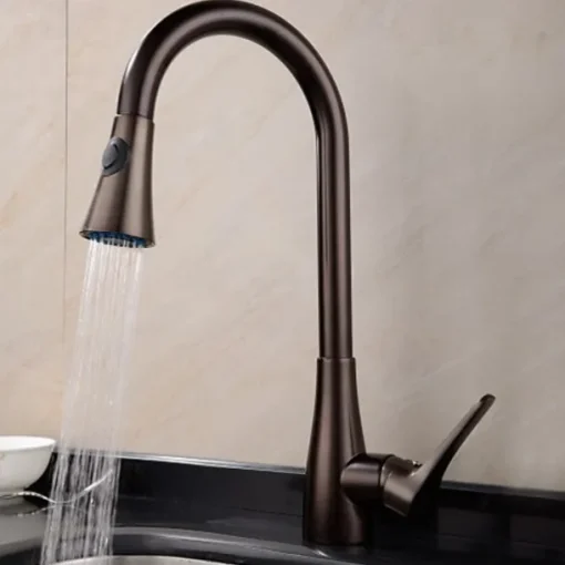 Single Handle Kitchen Faucet,Black Nickel One Hole Pull-out Standard Spout or Spray Type Standard Spout Oil-rubbed Bronze Kitchen Faucet with Cold and Hot Switch