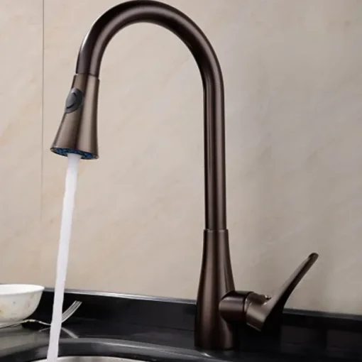 Single Handle Kitchen Faucet,Black Nickel One Hole Pull-out Standard Spout or Spray Type Standard Spout Oil-rubbed Bronze Kitchen Faucet with Cold and Hot Switch