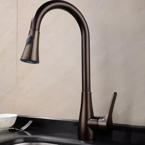 Single Handle Kitchen Faucet,Black Nickel One Hole Pull-out Standard Spout or Spray Type Standard Spout Oil-rubbed Bronze Kitchen Faucet with Cold and Hot Switch