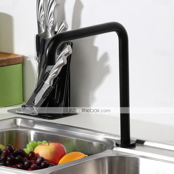 Single Handle Kitchen Faucet,Black 2 Hole Widespread Painted Finishes Brass Kitchen Sink Faucet with Hot and Cold Water