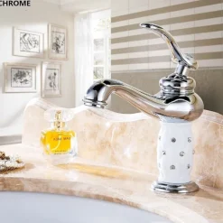 Single Handle Bathroom Faucet, Chrome/Gloden One Hole Centerset, Brass/Zinc Alloy Bathroom Sink Faucet with Supply Lines