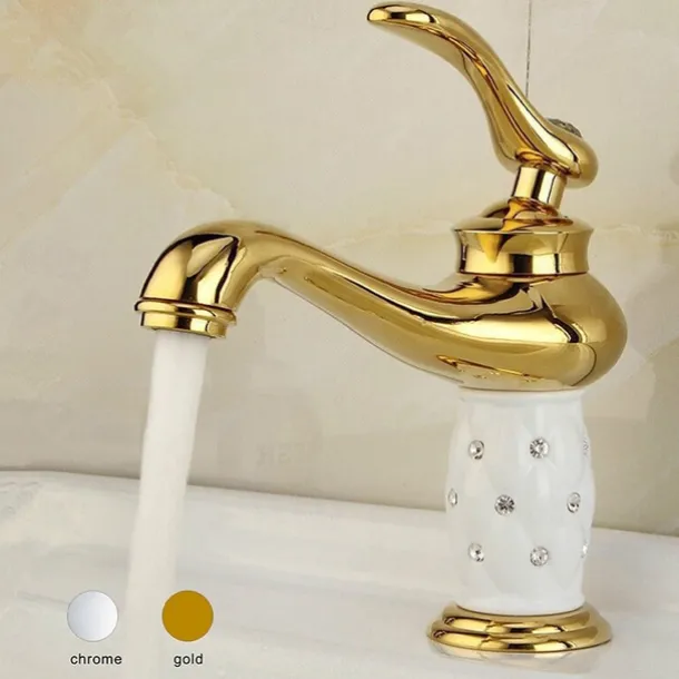 Single Handle Bathroom Faucet, Chrome/Gloden One Hole Centerset, Brass/Zinc Alloy Bathroom Sink Faucet with Supply Lines