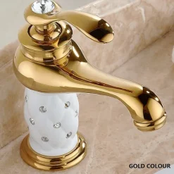 Single Handle Bathroom Faucet, Chrome/Gloden One Hole Centerset, Brass/Zinc Alloy Bathroom Sink Faucet with Supply Lines