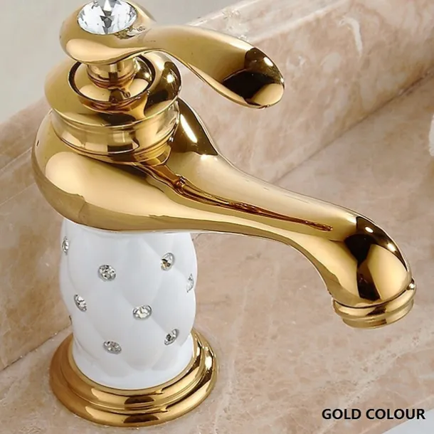 Single Handle Bathroom Faucet, Chrome/Gloden One Hole Centerset, Brass/Zinc Alloy Bathroom Sink Faucet with Supply Lines