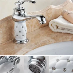 Single Handle Bathroom Faucet, Chrome/Gloden One Hole Centerset, Brass/Zinc Alloy Bathroom Sink Faucet with Supply Lines