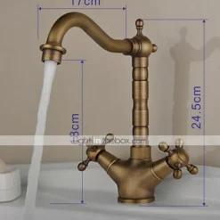 Single Handle Kitchen Faucet Antique Brass One Hole Rotatable Standard Spout/Tall/­High Arc, Brass Antique/COD Kitchen Faucet with Supply Lines / Adjustable to Cold and Hot Water