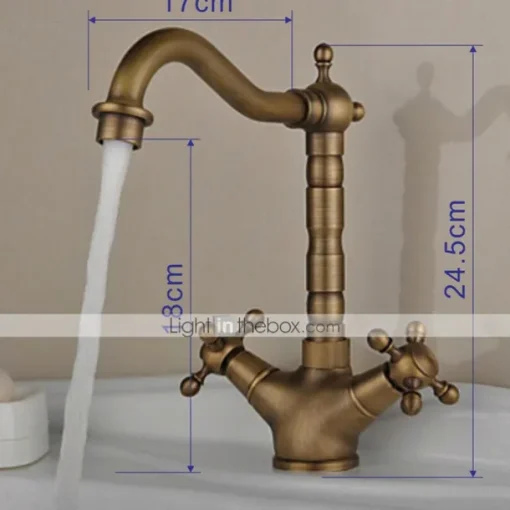 Single Handle Kitchen Faucet Antique Brass One Hole Rotatable Standard Spout/Tall/­High Arc, Brass Antique/COD Kitchen Faucet with Supply Lines / Adjustable to Cold and Hot Water