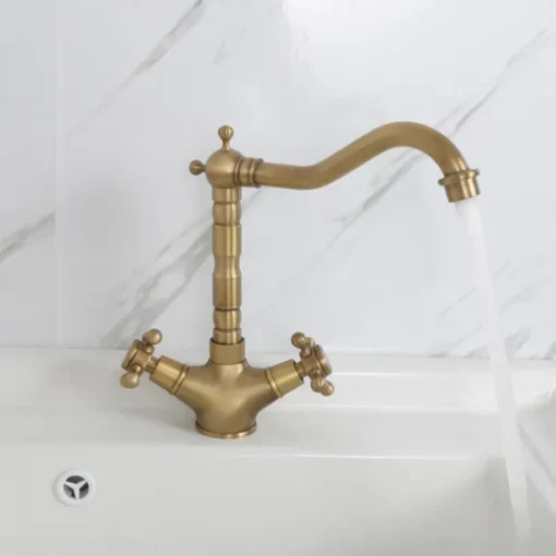 Single Handle Kitchen Faucet Antique Brass One Hole Rotatable Standard Spout/Tall/­High Arc, Brass Antique/COD Kitchen Faucet with Supply Lines / Adjustable to Cold and Hot Water