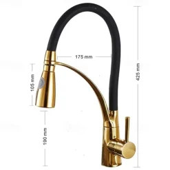 Single Handle Kitchen Faucet, Electroplated One Hole Pull Out/Centerset/Tall/­High Arc, Brass Kitchen Faucet