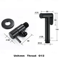 Single hole Bidet BlackToilet Handheld bidet Sprayer Self-Cleaning Contemporary