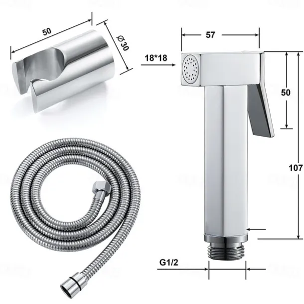 Single Hole Bidet Electroplated Toilet Handheld Bidet Sprayer Self-Cleaning Contemporary