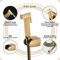 Single Hole Bidet Electroplated Toilet Handheld Bidet Sprayer Self-Cleaning Contemporary